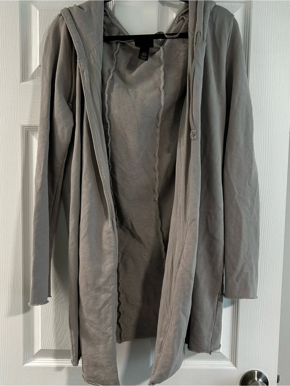 H&M Men’s Hooded Open-Front Long Hooded Cardigan - Gray